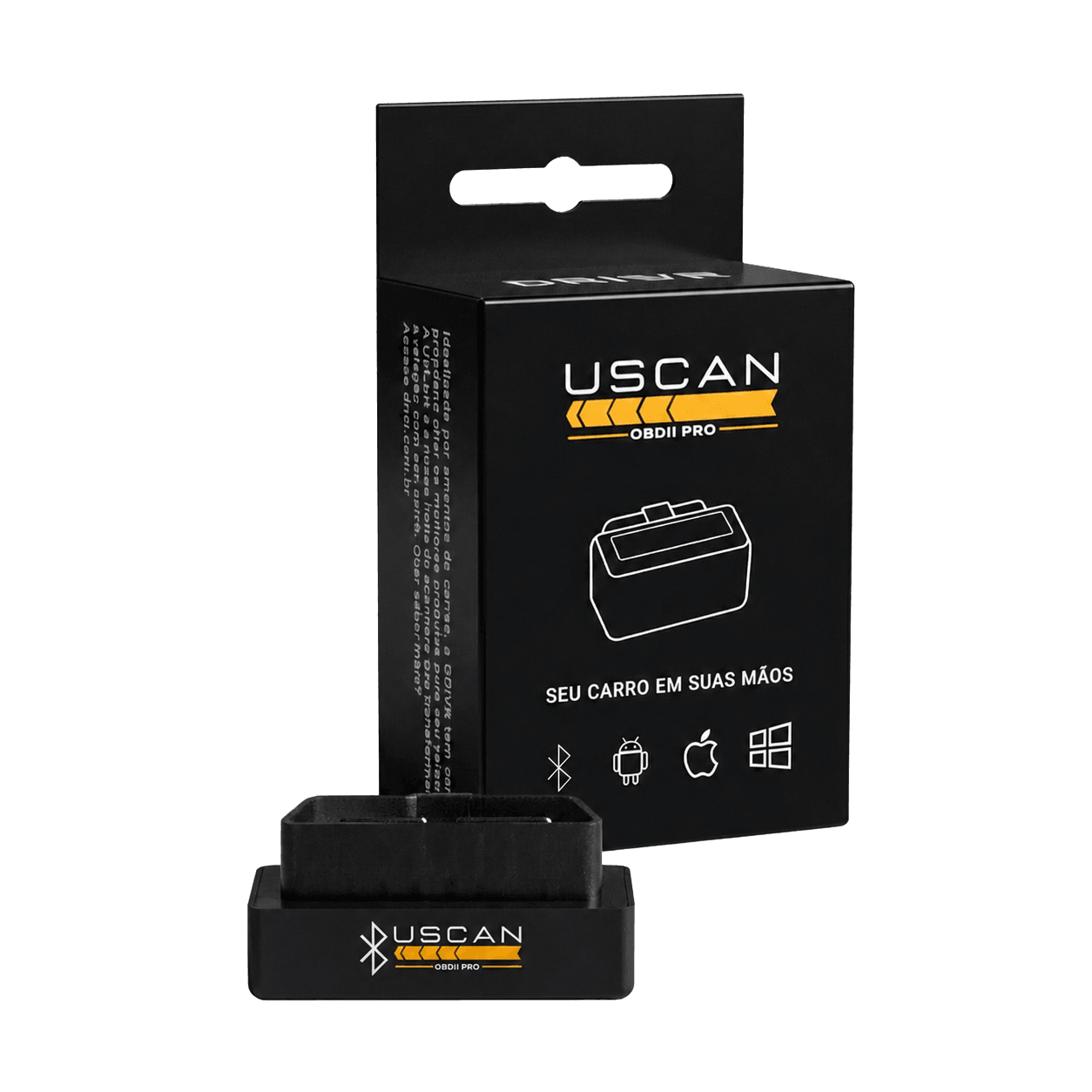 Adaptador DRIVR USCAN OBDII PRO com sua embalagem